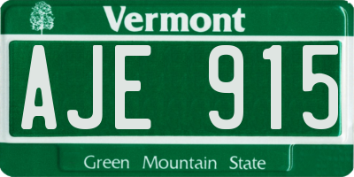 VT license plate AJE915