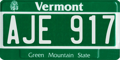 VT license plate AJE917
