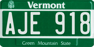 VT license plate AJE918