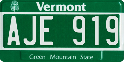 VT license plate AJE919