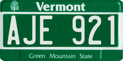 VT license plate AJE921