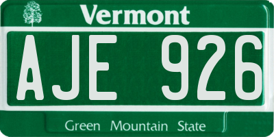 VT license plate AJE926