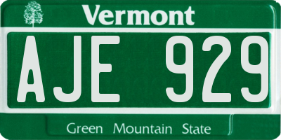 VT license plate AJE929