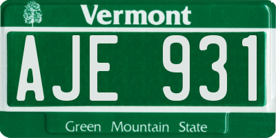 VT license plate AJE931