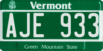 VT license plate AJE933