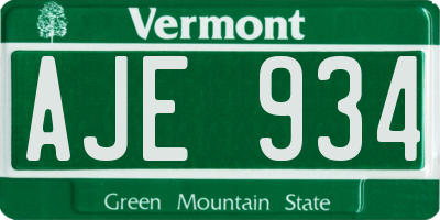 VT license plate AJE934