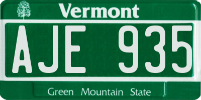 VT license plate AJE935