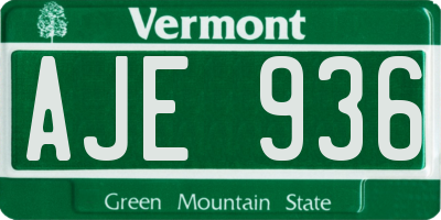 VT license plate AJE936