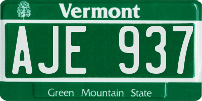 VT license plate AJE937