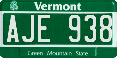 VT license plate AJE938