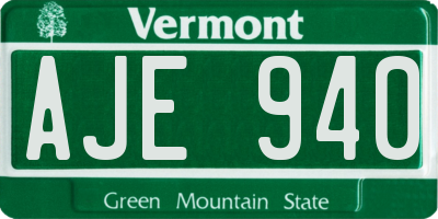 VT license plate AJE940