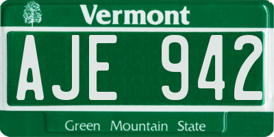 VT license plate AJE942