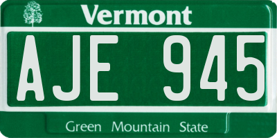 VT license plate AJE945