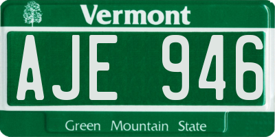 VT license plate AJE946