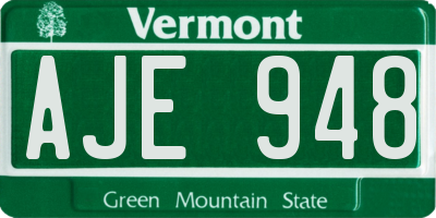 VT license plate AJE948