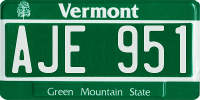 VT license plate AJE951