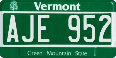 VT license plate AJE952