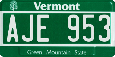 VT license plate AJE953