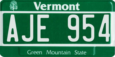 VT license plate AJE954