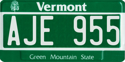 VT license plate AJE955