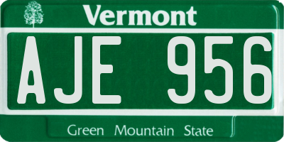 VT license plate AJE956