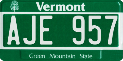 VT license plate AJE957