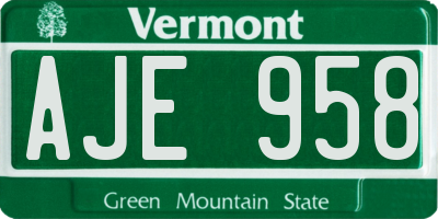 VT license plate AJE958