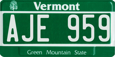 VT license plate AJE959
