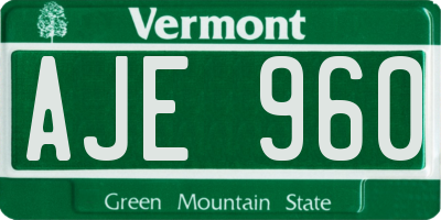 VT license plate AJE960