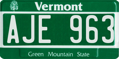 VT license plate AJE963