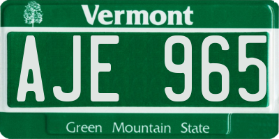 VT license plate AJE965