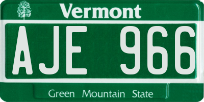 VT license plate AJE966