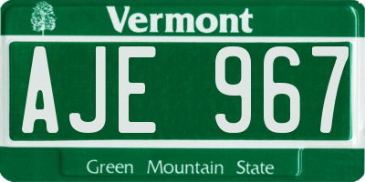 VT license plate AJE967