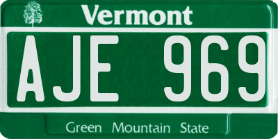 VT license plate AJE969