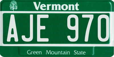 VT license plate AJE970