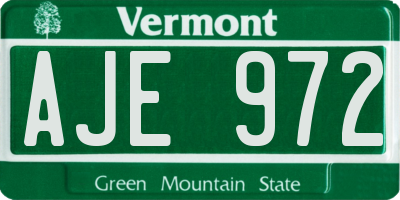 VT license plate AJE972