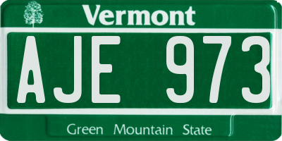 VT license plate AJE973
