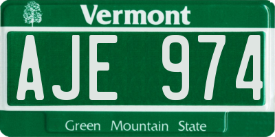 VT license plate AJE974