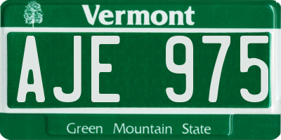 VT license plate AJE975