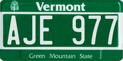 VT license plate AJE977