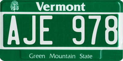 VT license plate AJE978