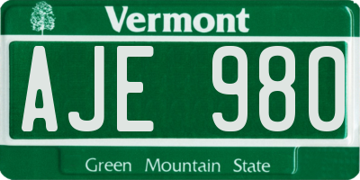 VT license plate AJE980