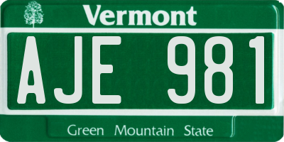 VT license plate AJE981