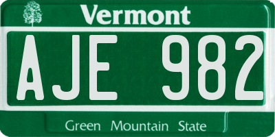 VT license plate AJE982