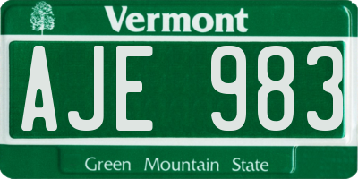 VT license plate AJE983