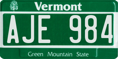 VT license plate AJE984