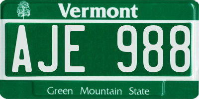 VT license plate AJE988