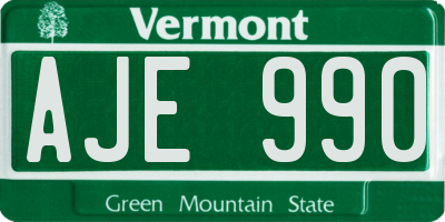 VT license plate AJE990