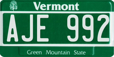 VT license plate AJE992