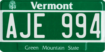 VT license plate AJE994